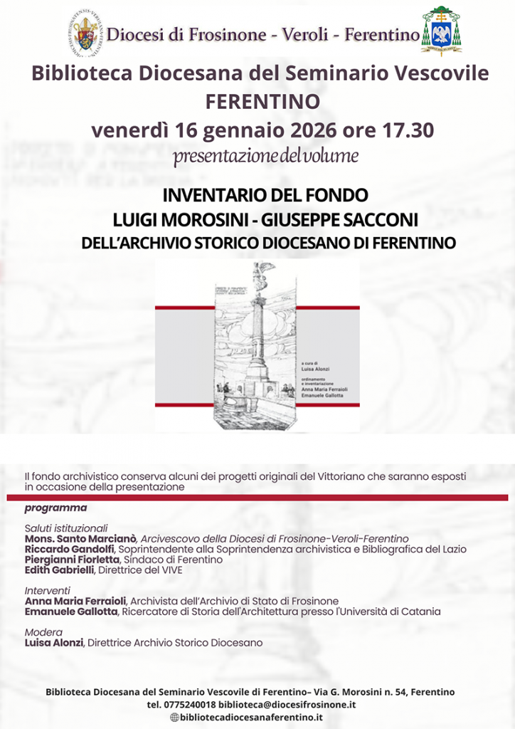 locandina presentazione inventario Fondo Sacconi  Morosini